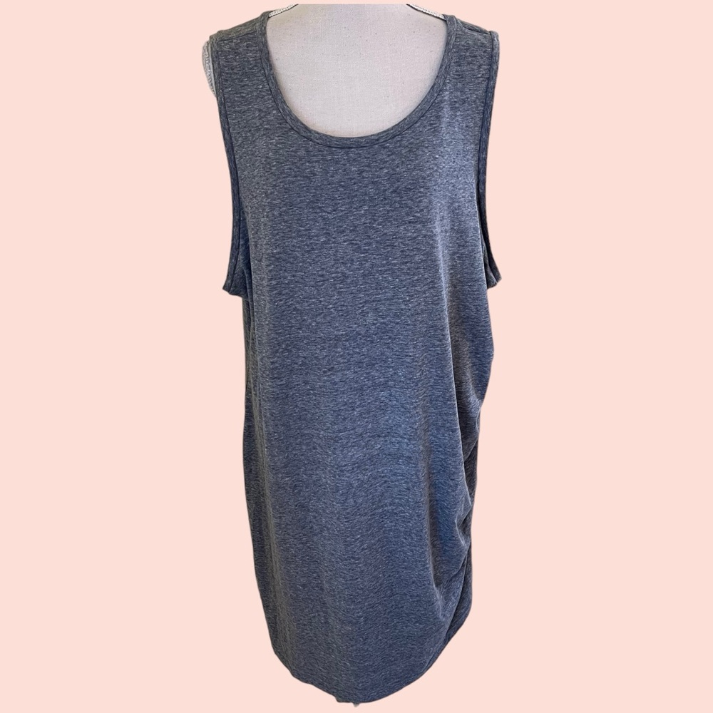 Leith Heathered Grey Ruched Side Tank Dress 4X